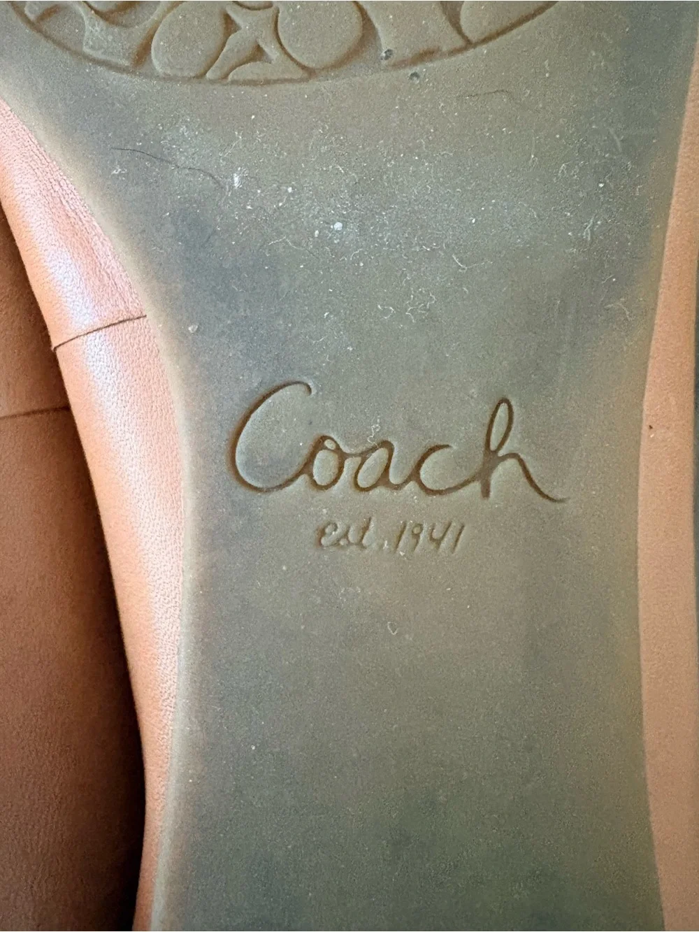 Coach Colorblock Leather Ballet Flats Coral Pink & Tan Bow Shoes Size 36 - Picture 13 of 15